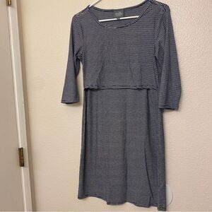 Milk nursing wear Latched Mama rayon stripe long sleeve breast feeding dress M